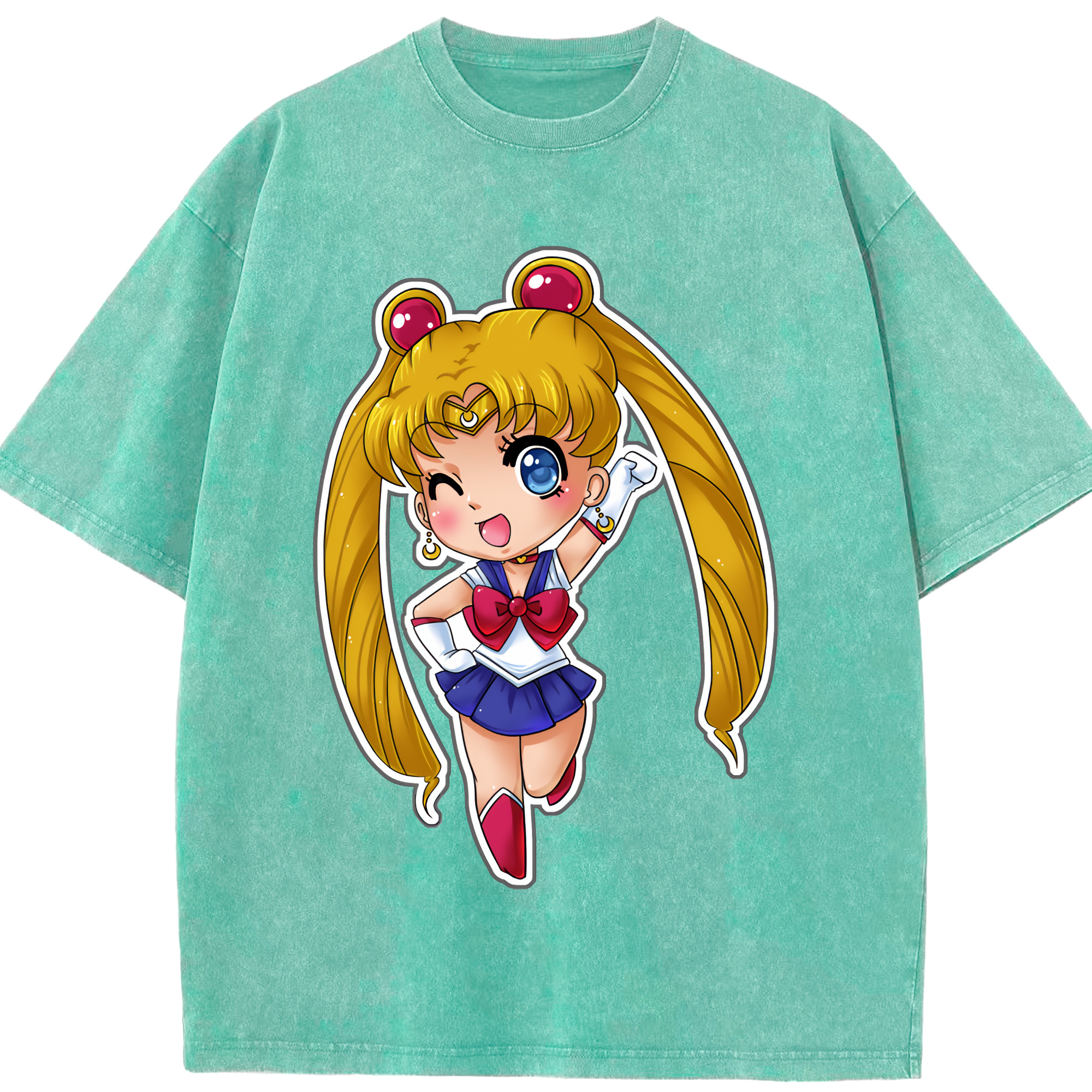 （画像用） 美少女戦士セーラームーン 月野 うさぎ つきの うさぎ Sailor Moon Tsukino Usagi 綿100% ヴィンテージ風 半袖Tシャツ（フロントプリント）